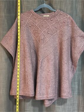 LOFT Dusty Mauve Textured Knit Poncho